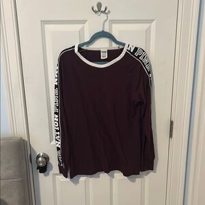 PINK Victoria's Secret Maroon and White Top